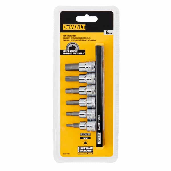 DeWalt DWMT17001 6 pc. 3/8" DR MM HEX SOCKET SET