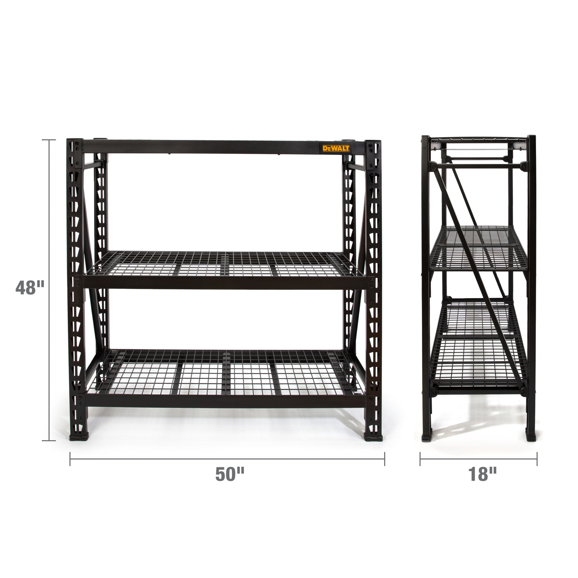 DeWalt 41659 DXST4500BLK-W 4-Foot Tall, Black Frame 3 Shelf Steel Wire Deck Industrial Storage Rack - 8