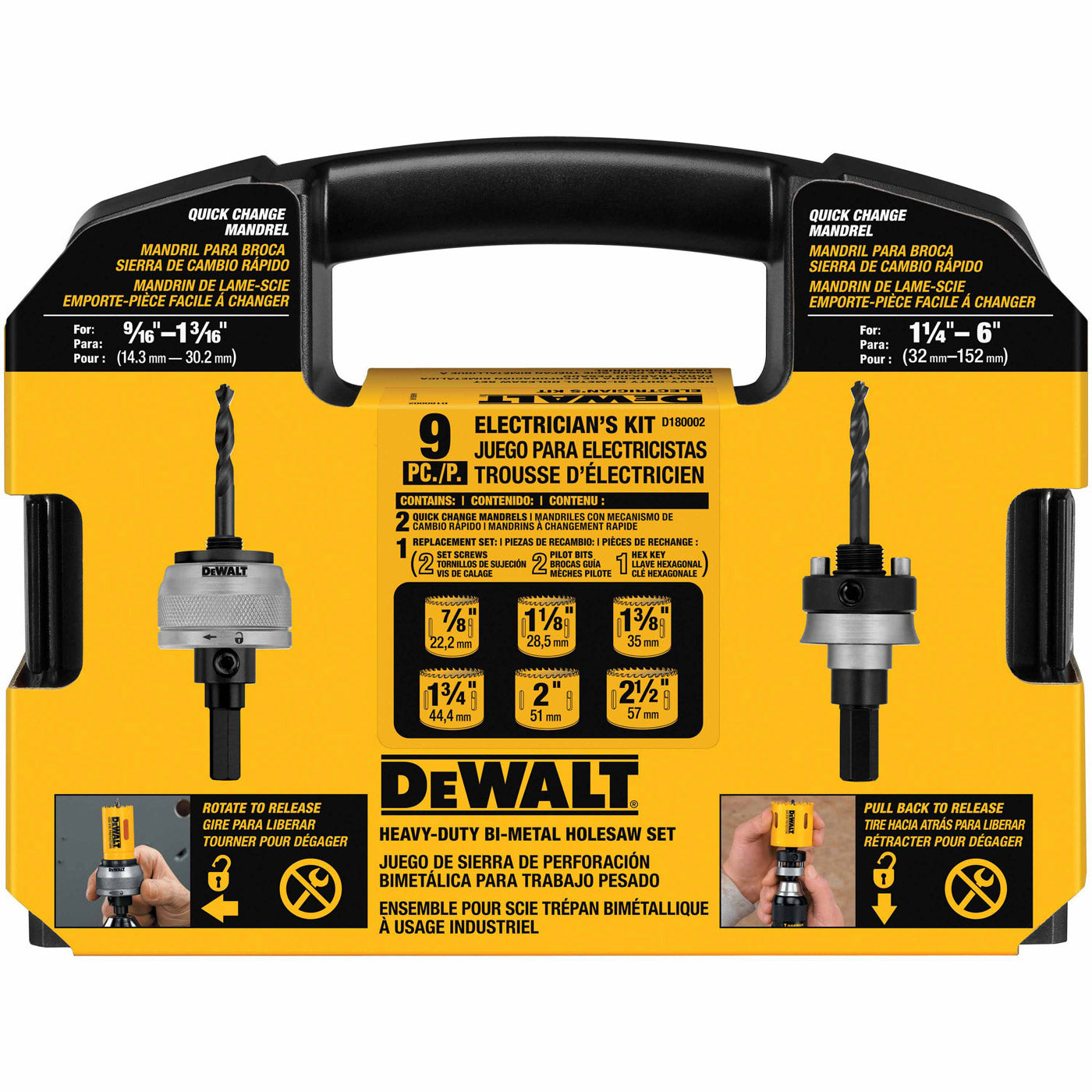 DeWalt D180002 9-Piece Electrician's Hole Saw Kit - 2