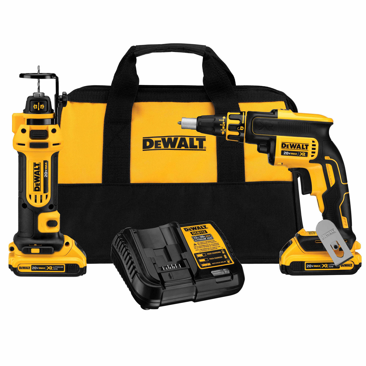 DeWalt DCK263D2 20V MAX XR Cordless Drywall Screwgun & Cut-Out Tool Kit