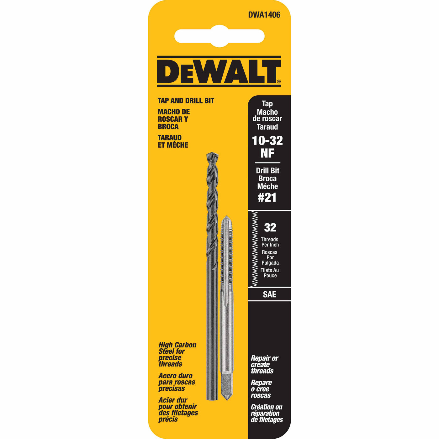 DeWalt DWA1406 10"-32 NF Tap Set with Drill Bit - 2