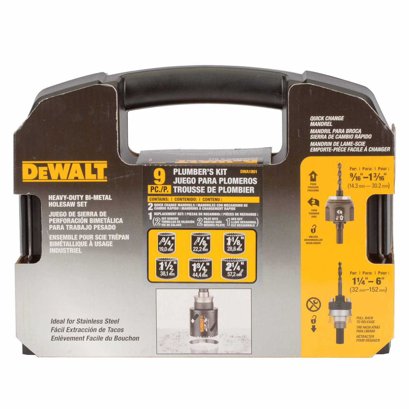 DeWalt DWA1801 9 Piece Plumber's Hole Saw Set - 2