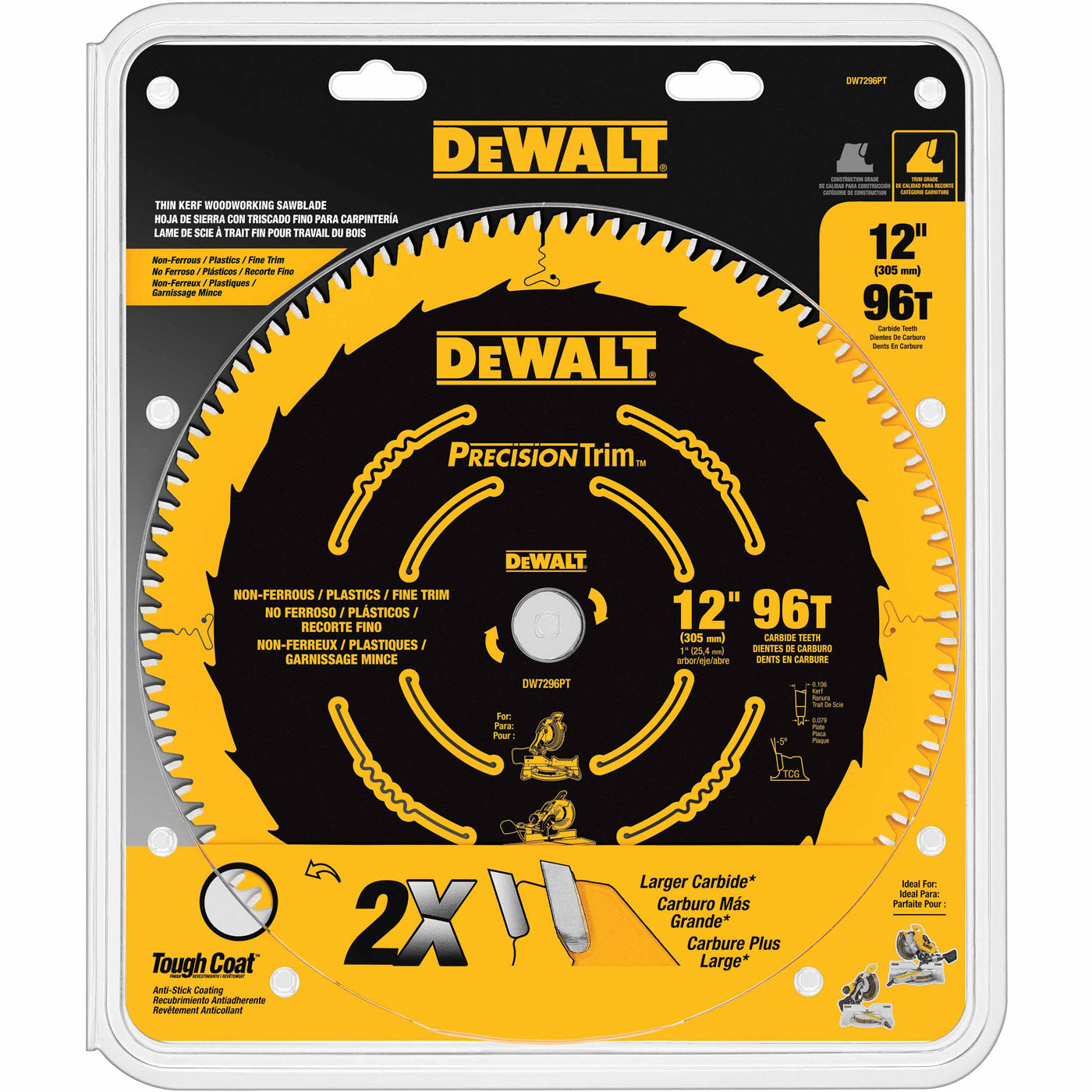 DeWalt DW7296PT 12" 96T Ultra-Smooth Crosscutting Saw Blade - 2